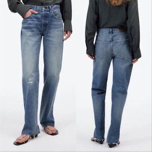 Madewell The Dean Easy Straight Jean Soft Relaxed Blue Size 26 Distressed